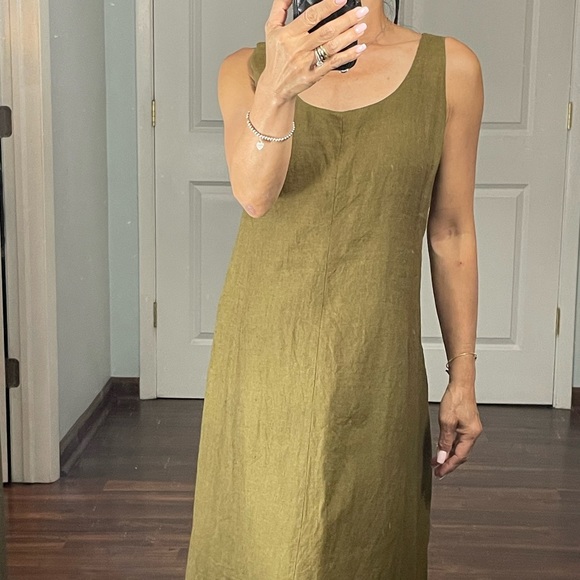 100% Linen A line Midi dress - Picture 7 of 14